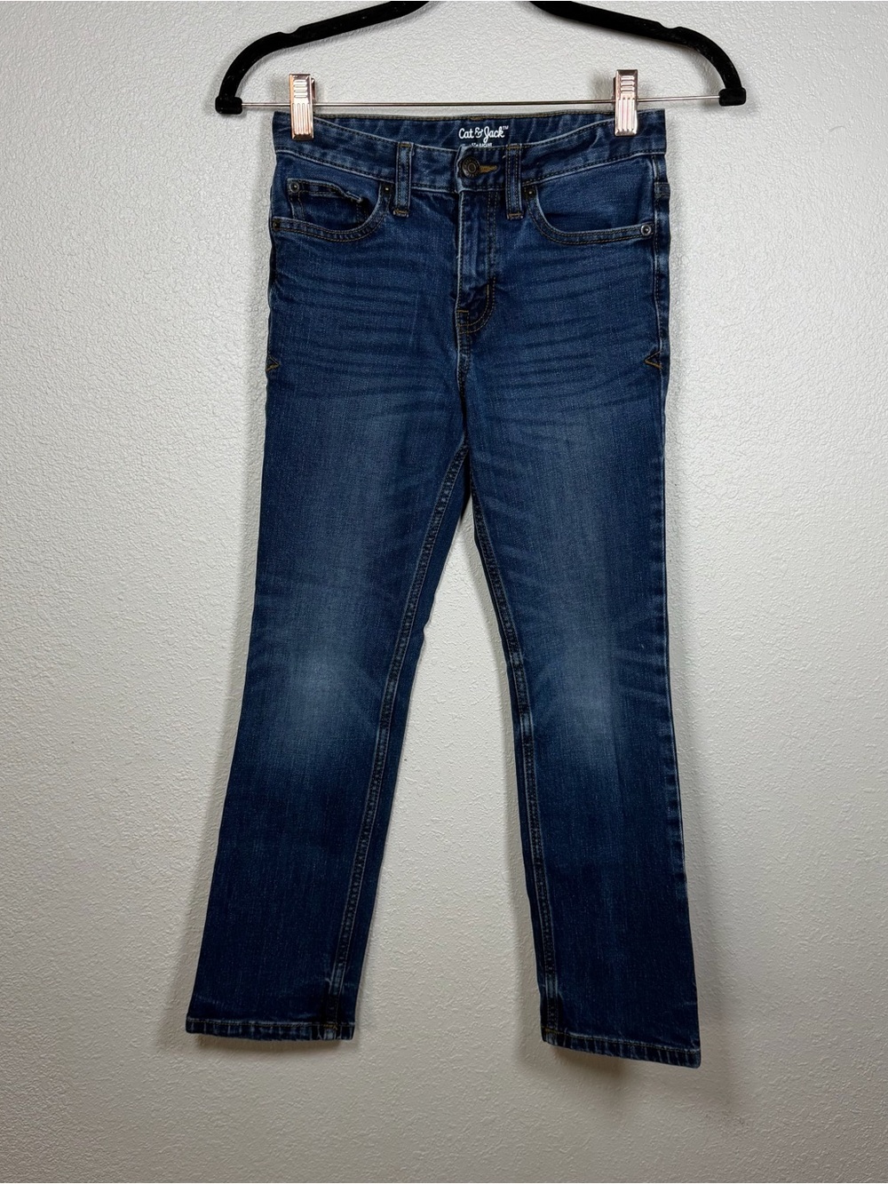 Cat & Jack Boys 8 Straight Leg Medium Wash Stretch Denim Jeans Adjustable Waist